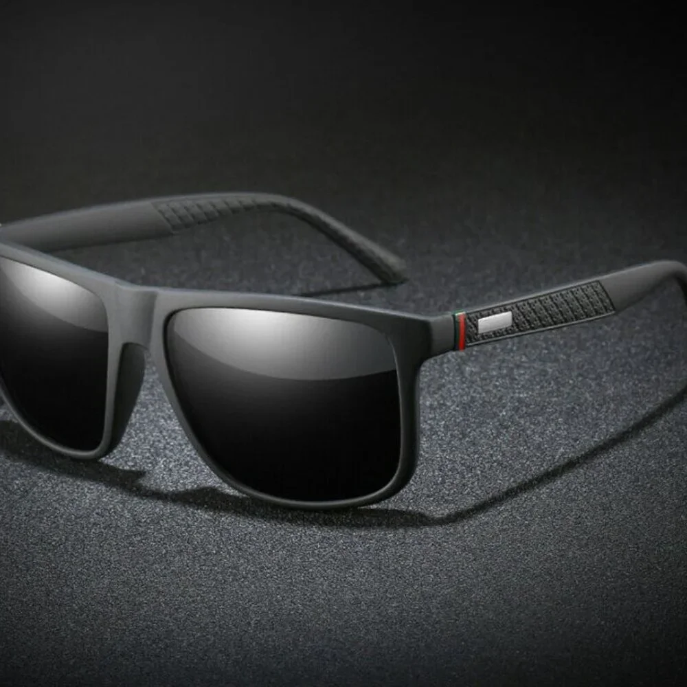 Men‎ Sports Sunglasses Polarized Retro Black Lens Outdoor Driving Light Weight